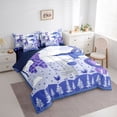 thumbnail image 2 of Erosebridal Blue Lion Kids Bedding Comforter Set 7pcs, Cute Zoo Animal Queen Bedding Sets, 2 of 7
