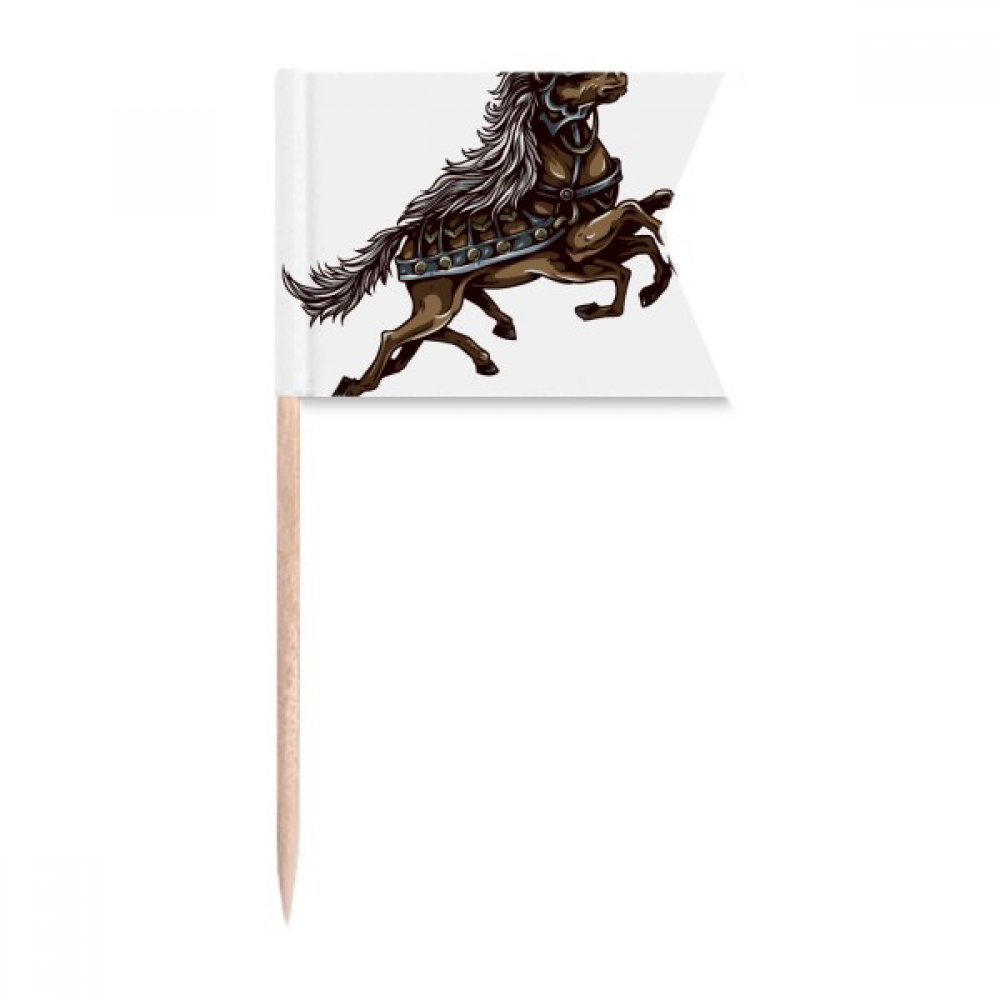 Running Horse Armor Animal Art Grain Toothpick Flags Labeling Marking for Party Cake Food