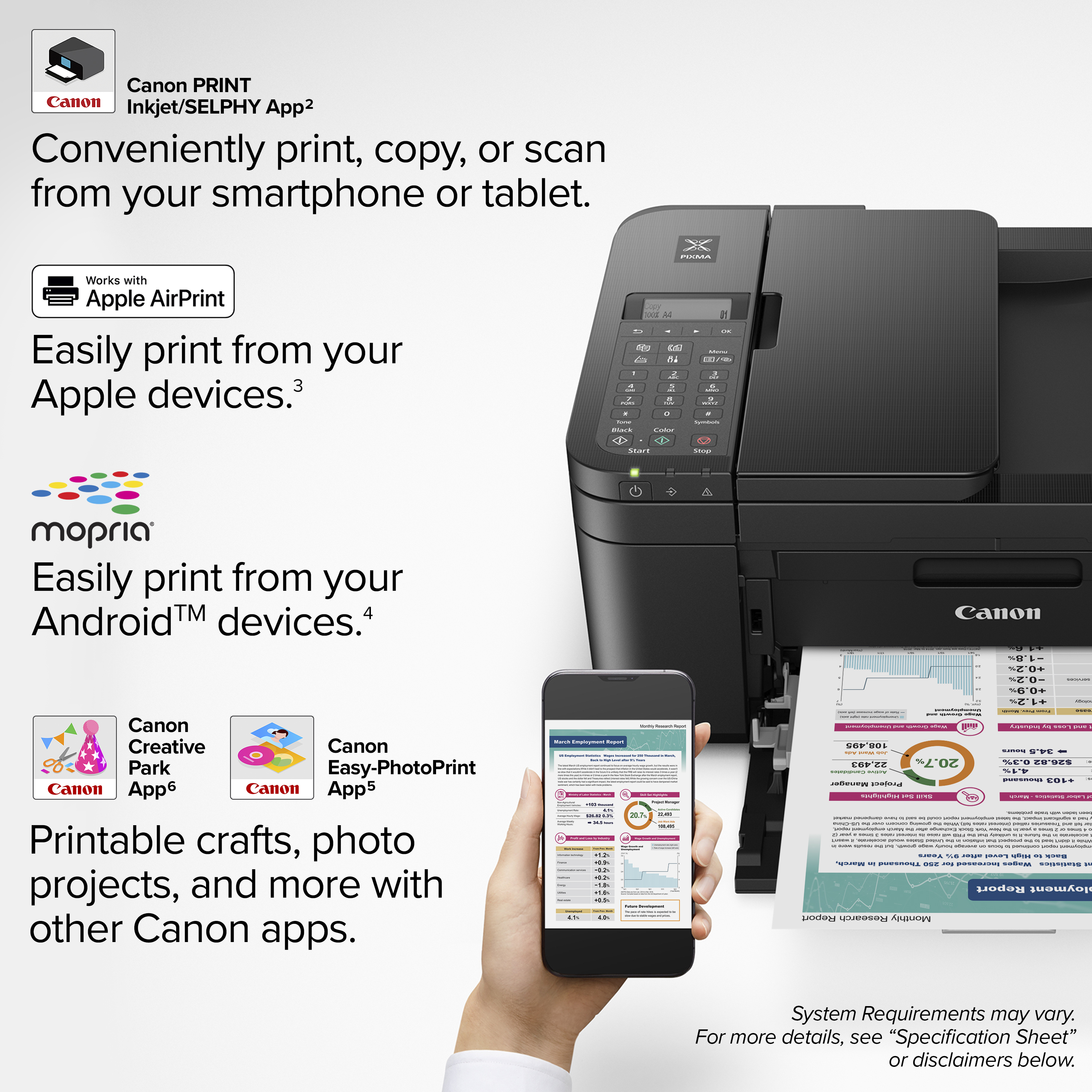 Canon PIXMA TR4722 All-in-One Wireless InkJet Printer with ADF, Mobile Print and Fax - image 3 of 9