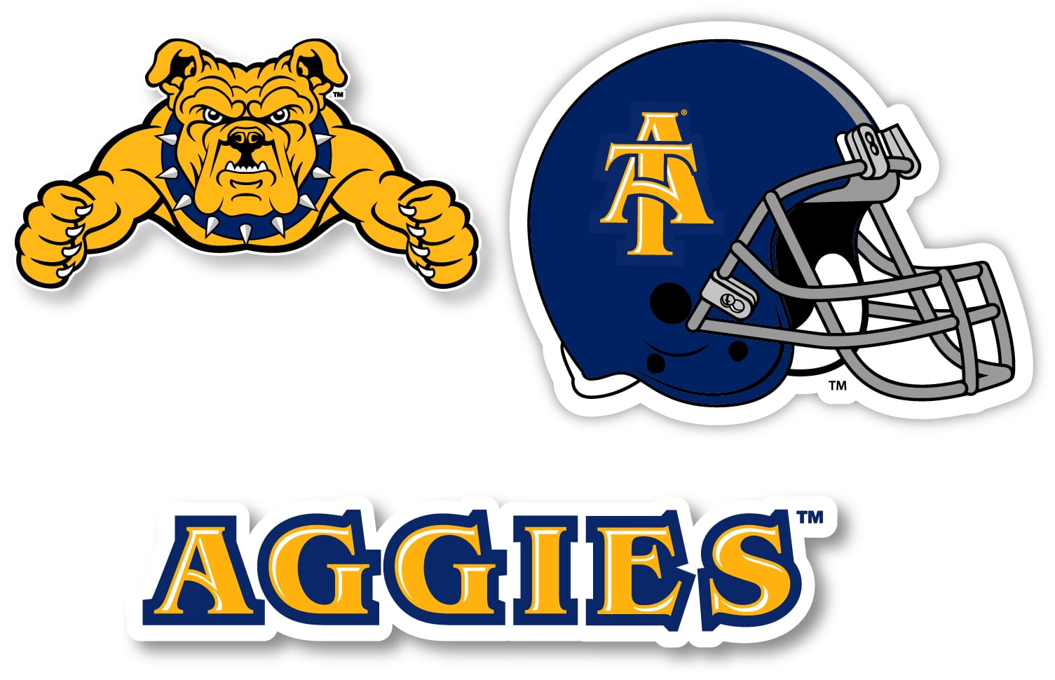North Carolina A&T State Aggies Vinyl Decal Sticker 3 Pack 4Inch Each