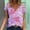 Purple, variant on Jacenvly 2024 short sleeve summer shirts for women Casual Women Summer Printed Blouse Tees Short Sleeve T-Shirt Tops Quick drying Multicolor v neck t shirts plus size tops Dark Gray