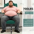 thumbnail image 3 of Big and Tall 700lbs Office Chair, Fabric Heavy Duty Executive Chair with 3D Flip up Armrests Adjustable Lumbar Support Large Rubber Wheels, Extra Wide High Back Computer Desk Chair, Green, 3 of 9