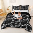 thumbnail image 3 of Manfei Racing Motocross Queen Comforter Set,Grid Print Comforter Sets Queen,Black,Black Reversible,3 Pieces,1 Comforter and 2 Pillowcases, 3 of 7