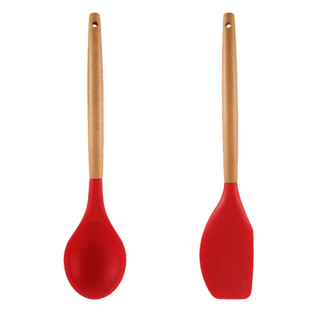 

Silicone Kitchen Utensils Set 2 PCS Silicone kitchen Cooking Utensils Set Heat Resistant Kitchen Essentials Utensils Set Wooden Handle