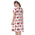 thumbnail image 2 of Bixox Robe d'Été à Manches Courtes pour Femmes Robe Ample Longueur Genou avec Poches-Fraise, 2 of 7