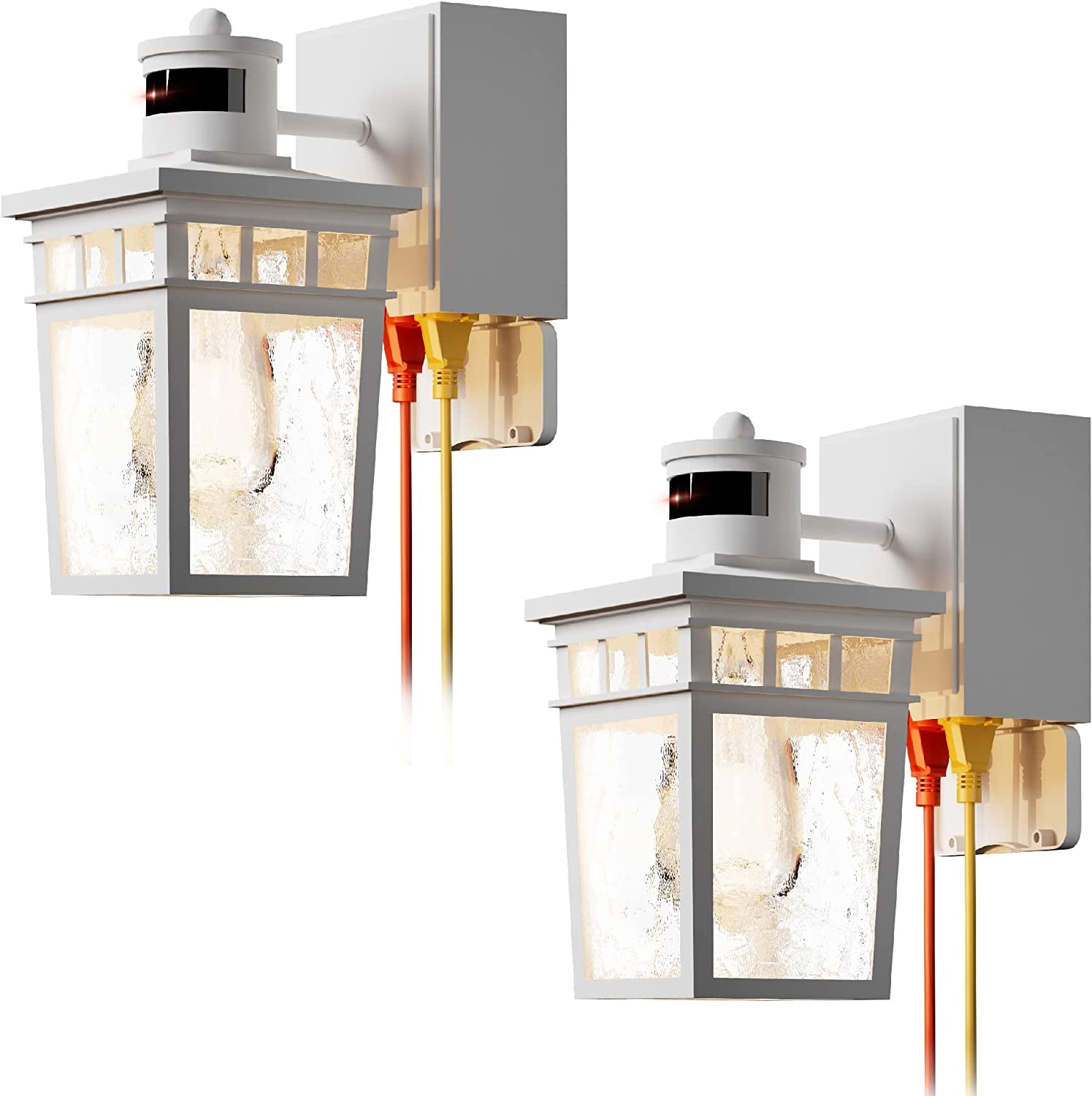 2 Pack Porch Lights with GFCI Outlet, Dusk to Dawn Exterior Light