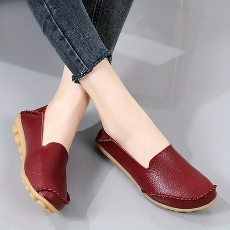 

Men s & Women s Footwear Unisex Solid Colour Non Slip Rubber Split Cow Leather Slip On Loafer Shoes Comfy Sole Durable Dress Shoes