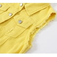 thumbnail image 4 of XINQIHANG Women's Ripped Lapel Collar Button Up Sleeveless Frayed Denim Vest Jacket, 4 of 7