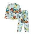 thumbnail image 2 of Kll Cartoon Car Racing Print Women'S Long Sleeve Pajamas With Pants Sleepwear Loungewear 2 Set-Small, 2 of 9