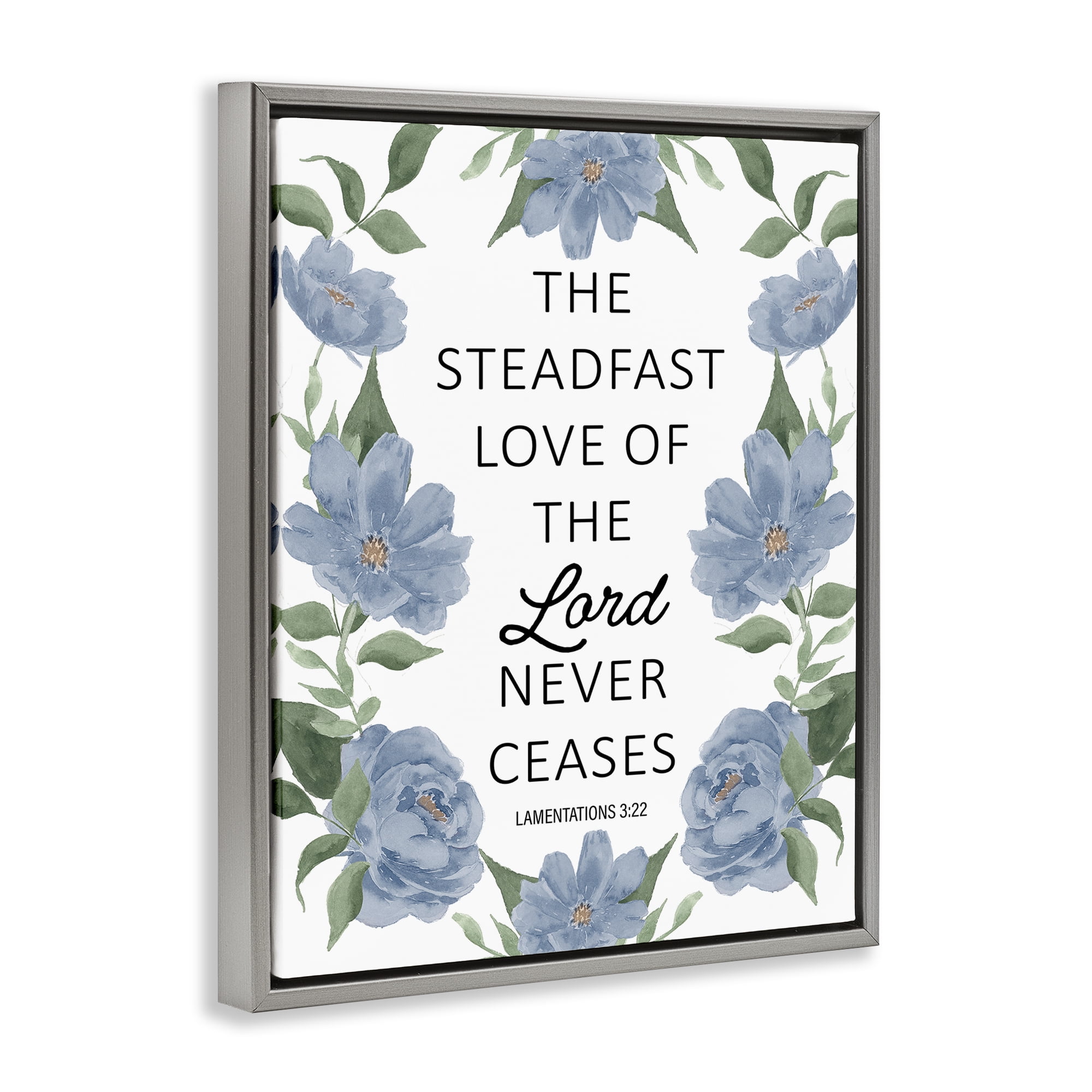 Stupell Industries Steadfast Love Of The Lord Gray Framed Floater Canvas Wall Art, design by Lucille Price