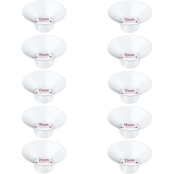 RAQOE Flange Insert 10Pcs 13/15/17/19/21Mm*2 Compatible with M9/M6/M5/S12 Pro/V1 Pro/V2 Pro Breast Pump 24Mm Shields/Flanges