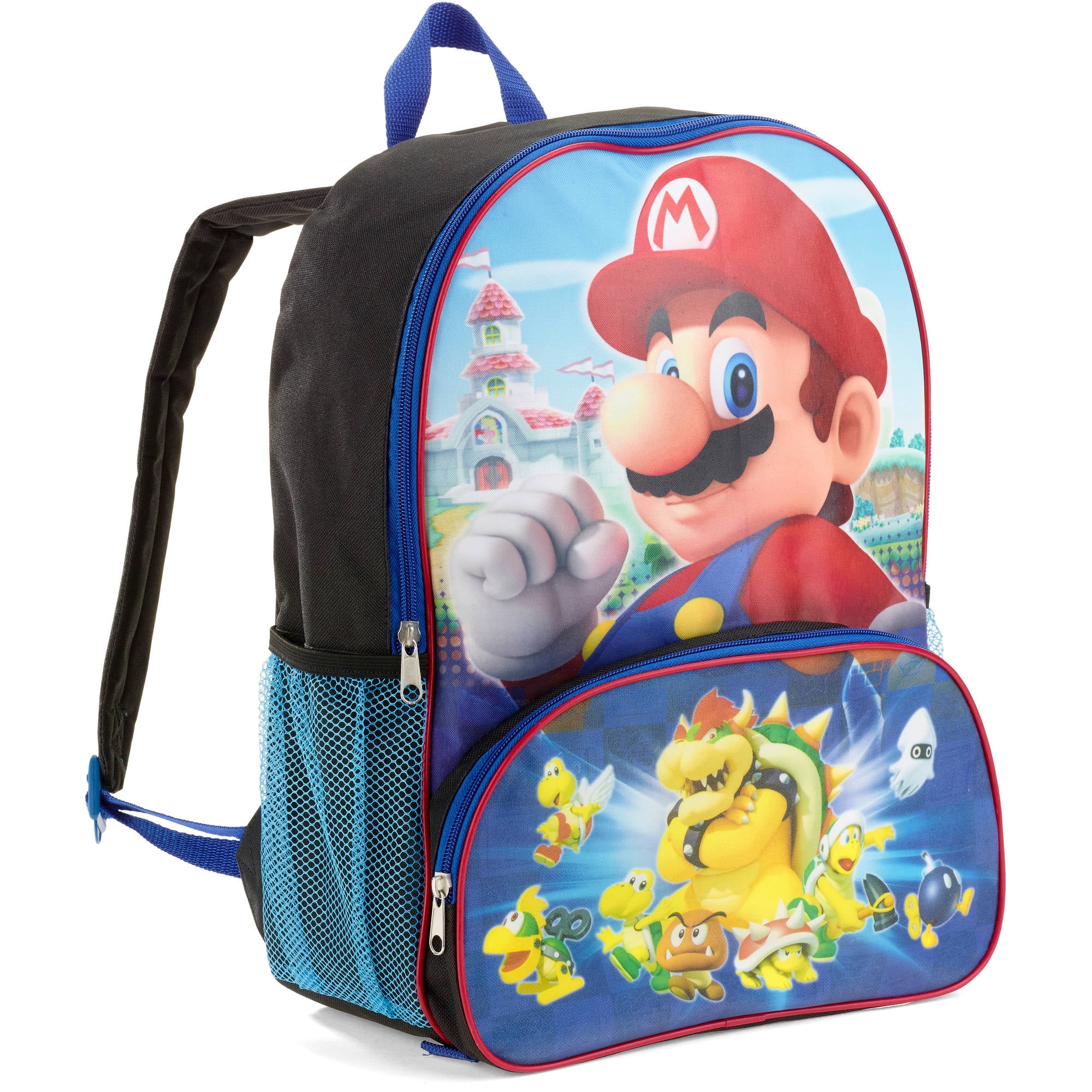 16 Inch Super Mario Backpack Book Bag Travel Everyday bag pouch with Stationary Supplies 