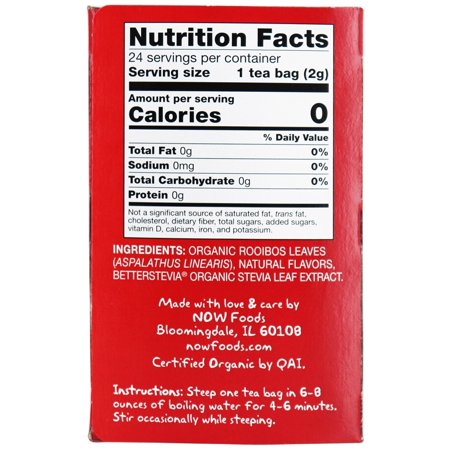 NOW Foods - NOW Real Tea Better Off Red Rooibos Tea Caffeine-Free Vanilla-Citrus Blush - 24 Tea Bags