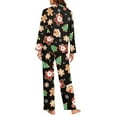 thumbnail image 4 of Garronmavis Christmas Santa Claus Women's Long Sleeve PJ Set Button Down Moisture Wicking Sleepwear Loose Fit Night Shirt & Elastic Waist Pajama Pants 2-Piece, 4 of 7