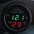 thumbnail image 3 of Car USB charger to measure battery voltage digital display with voltmeter thermometer, 3 of 3