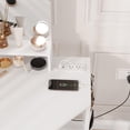 thumbnail image 4 of TROPOW Corner Vanity Desk and Stool, Corner Makeup Vanity with Bulb Mirror Charging Station and Cabinet for Bedroom,White, 4 of 6