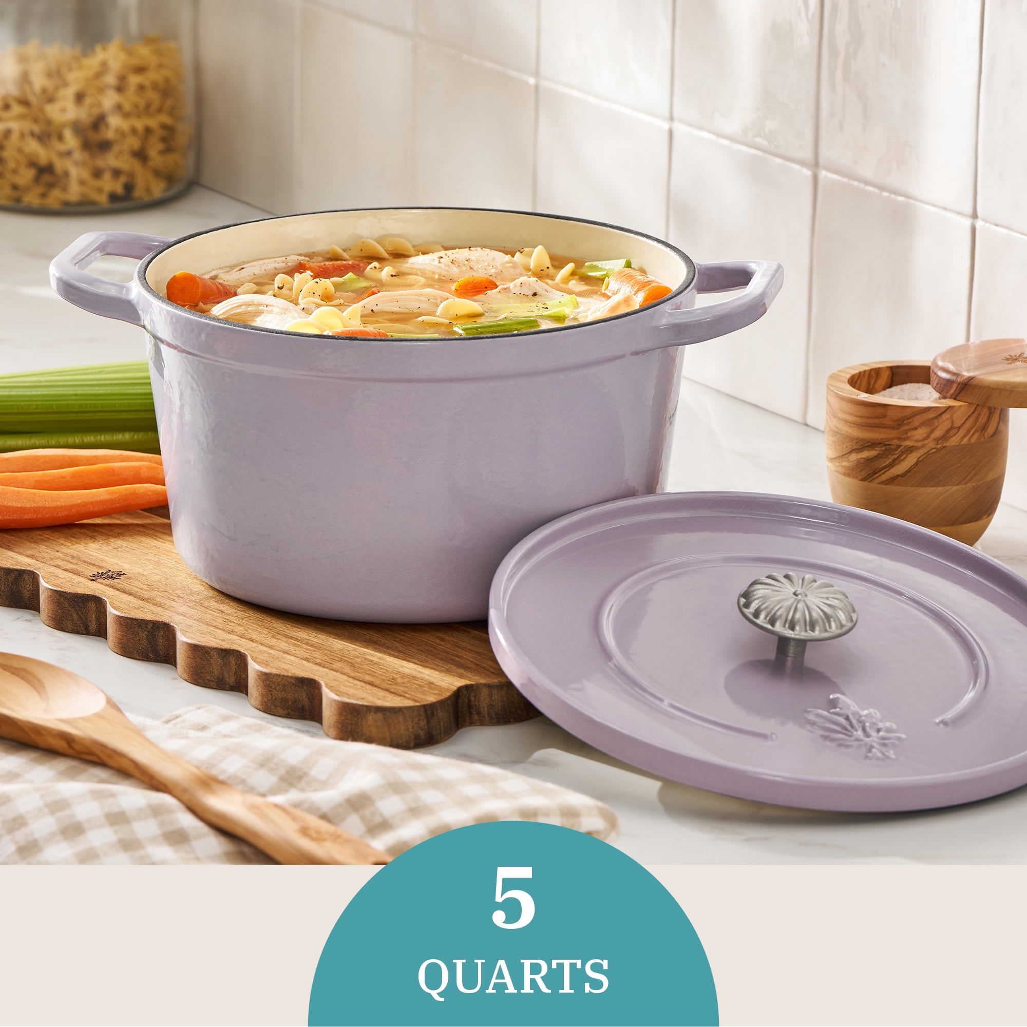 The Pioneer Woman 5-Quart Enameled Cast Iron Dutch Oven with Lid, Iris