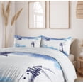 thumbnail image 6 of Ambesonne Lighthouse Duvet Cover Set, Handdrawn Art Anchor, King, Blue and White, 6 of 6