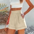 thumbnail image 4 of Buigttklop Short for Women 2024,Women Summer Cotton and Linen Pockets Wide Leg Shorts High Waisted Casual Shorts Workwear, 4 of 6
