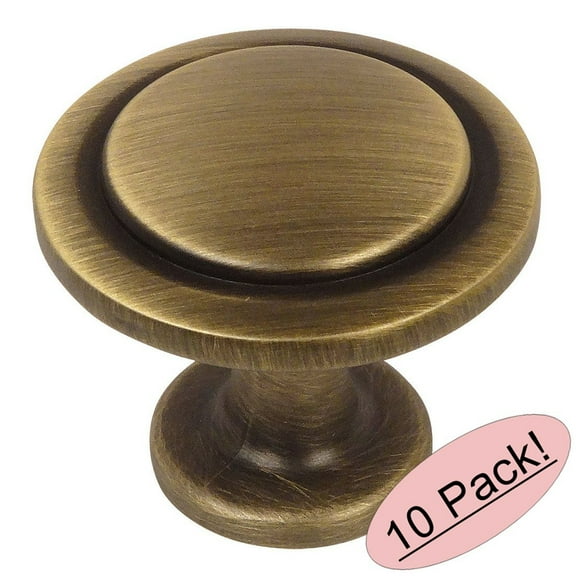 Cosmas 5560BAB Brushed Antique Brass Cabinet Hardware Round Knob - 1-1/4" Diameter - 10 Pack