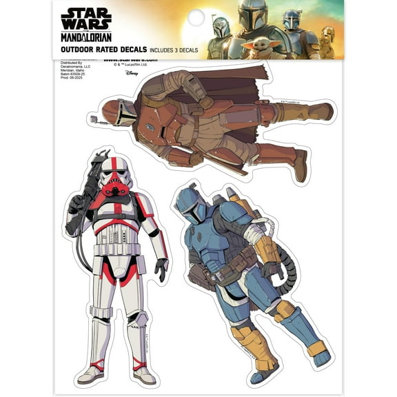 Disney Star Wars Mandalorian Decals - Set of 3 Vinyl Stickers Din Djarin Stormtrooper Paz Vizsla Car Laptop Computer Kids Adults Water Bottles Waterproof