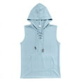 thumbnail image 4 of Sakmal Tank Tops for Men Blue Hooded Blue Drawstring with Pockets Solid Camisole Men Sleeveless T Shirts, 4 of 7