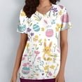 thumbnail image 3 of Craaazy Chemises de Pâques pour Femmes Décontractées Col en V Mignon Imprimé Doux Uniforme d'Infirmière avec Poches Cadeaux, 3 of 5