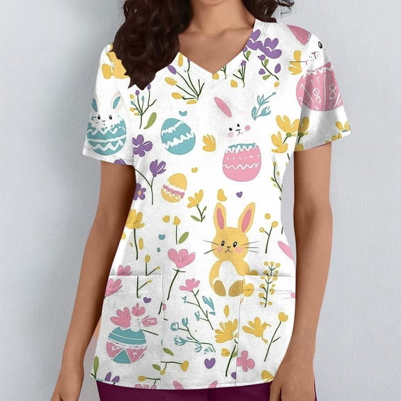 Haivin Women's Printed Short Sleeved Shirt, Casual Round Neck T-Shirt, Loose and Breathable Fabric