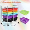 thumbnail image 3 of Costway Carrito Auxiliar con 12 Cajones Carro de Almacenamiento con Ruedas Estantería en Despacho Escritorio Oficina 64 x 38 x 75 cm, 3 of 10