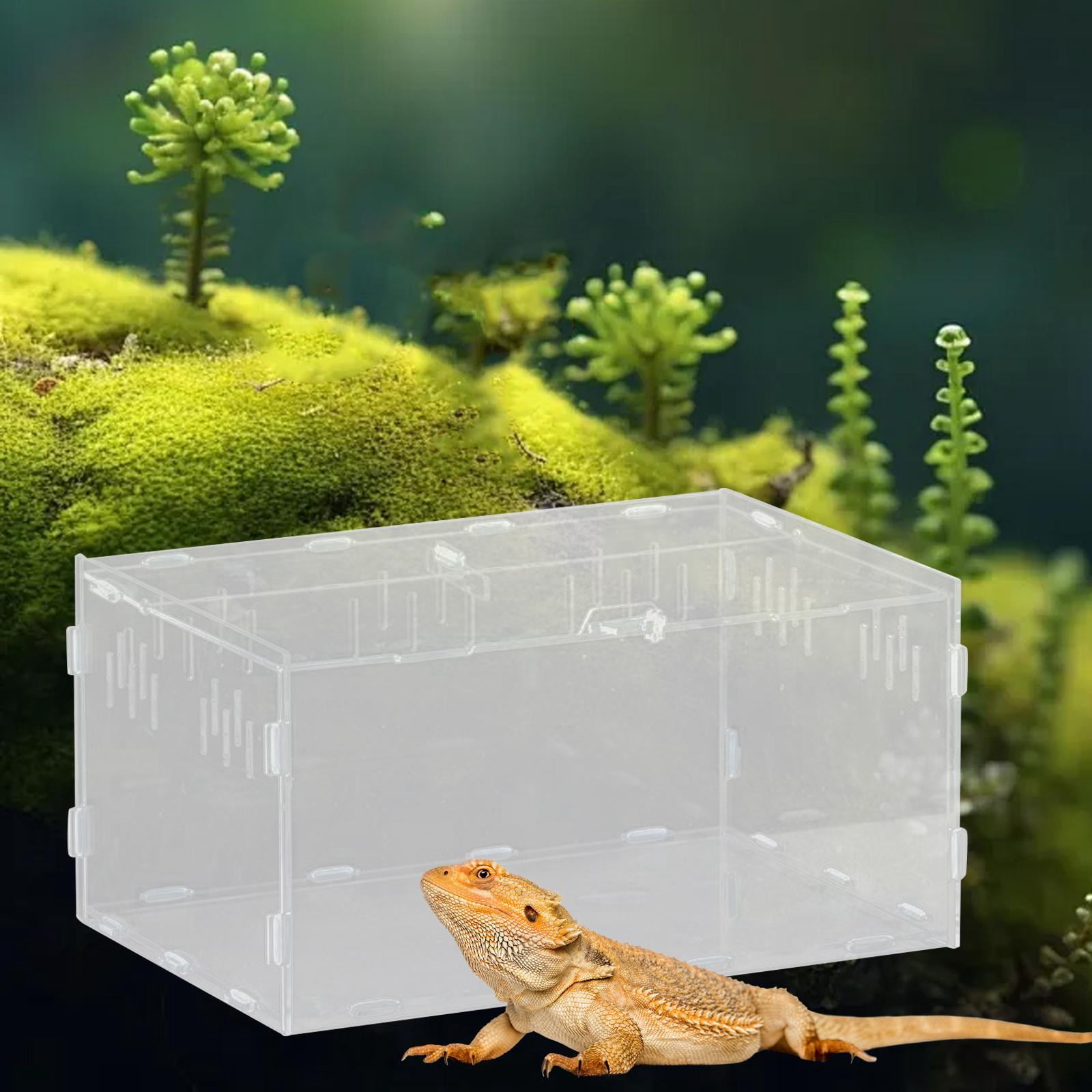 Fzaqwen Reptile Breeding Box Acrylic Snake Cage Tank with Basin Animal Habitat Hatching Case Turtle Transport Container Pet Houses Suitable for Home Use Repti 30x20x15cm