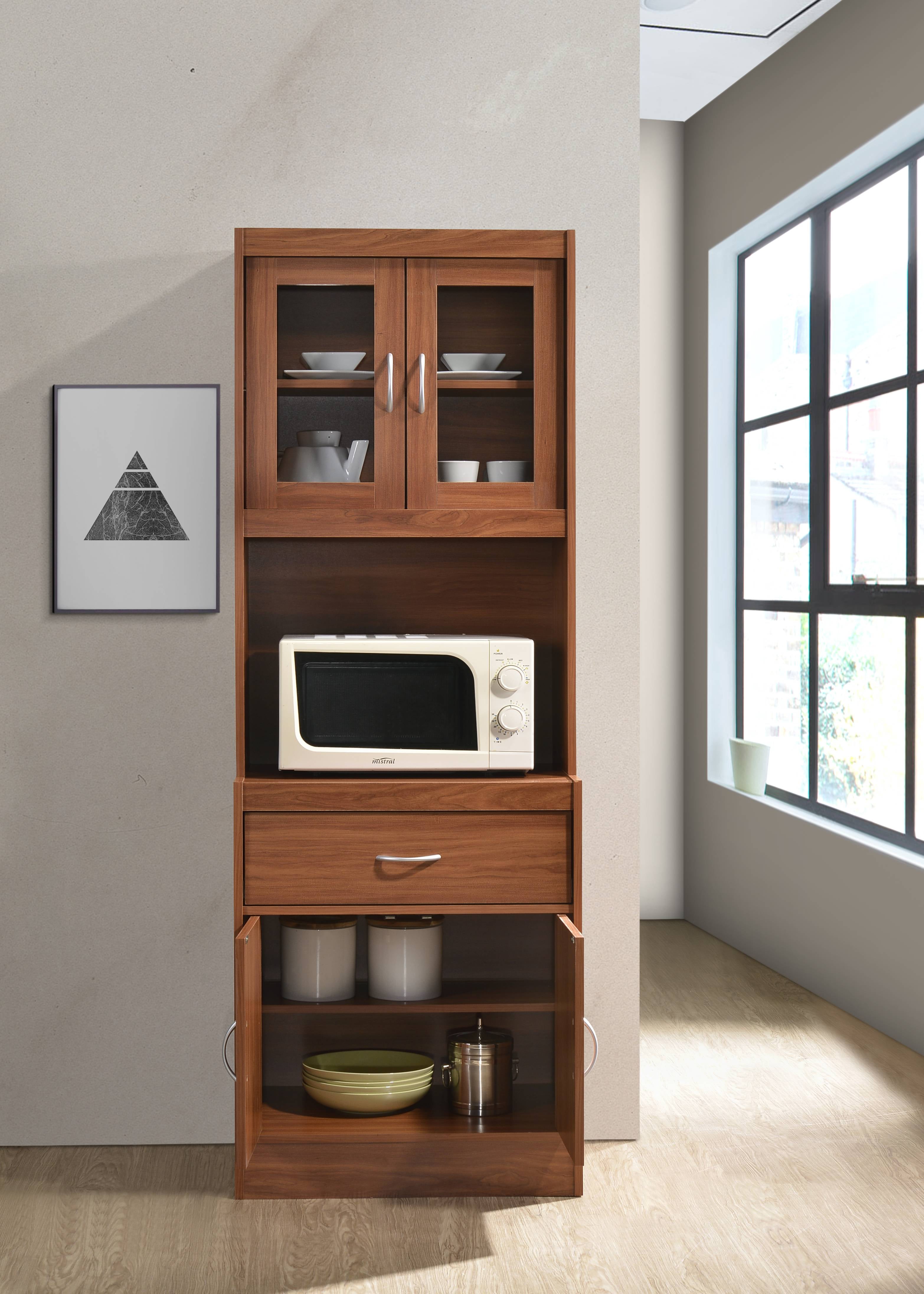 Hodedah キッチンアイランド チョコレート/グレー(トップ) 35O1 Hodedah Tall Kitchen Cabinet, Chocolate-Grey - Walmart.com