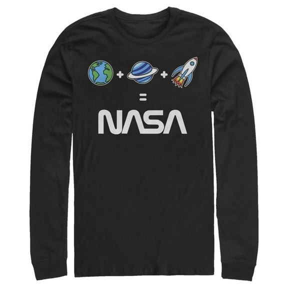 Men's NASA Emoji Space Logo Equation  Long Sleeve Shirt Black X Large
