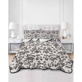 thumbnail image 3 of Farmhouse Black Full Size Down Alternative Comforter, Lightweight Comforter Quilt Bedding Set with Pillow Shams Vintage Flower Leaf Botanical Plant All Seasons Bed Comforter Duvet Insert 78"x90", 3 of 7