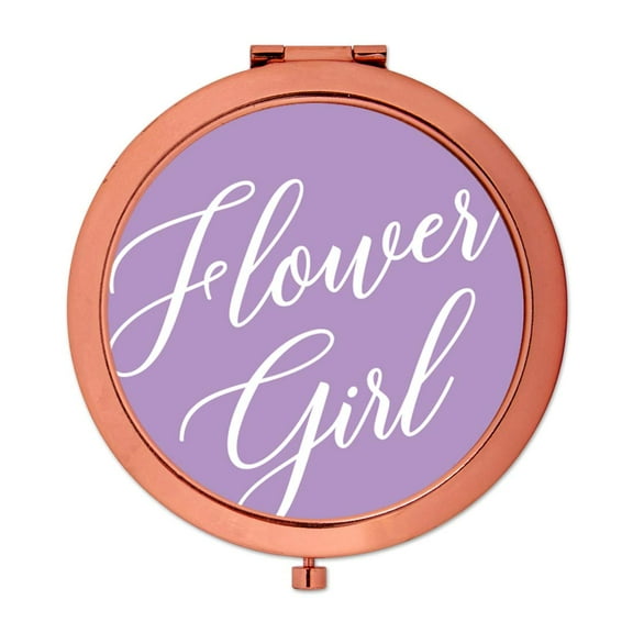 Koyal Wholesale Rose Gold Compact Mirror Flower Girl Wedding Gift, Lavender, 1-Pack