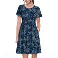 thumbnail image 1 of Bixox Robe d'Été à Manches Courtes pour Femmes Robe Ample Longueur Genou avec Poches-Style Hawaïen, 1 of 7