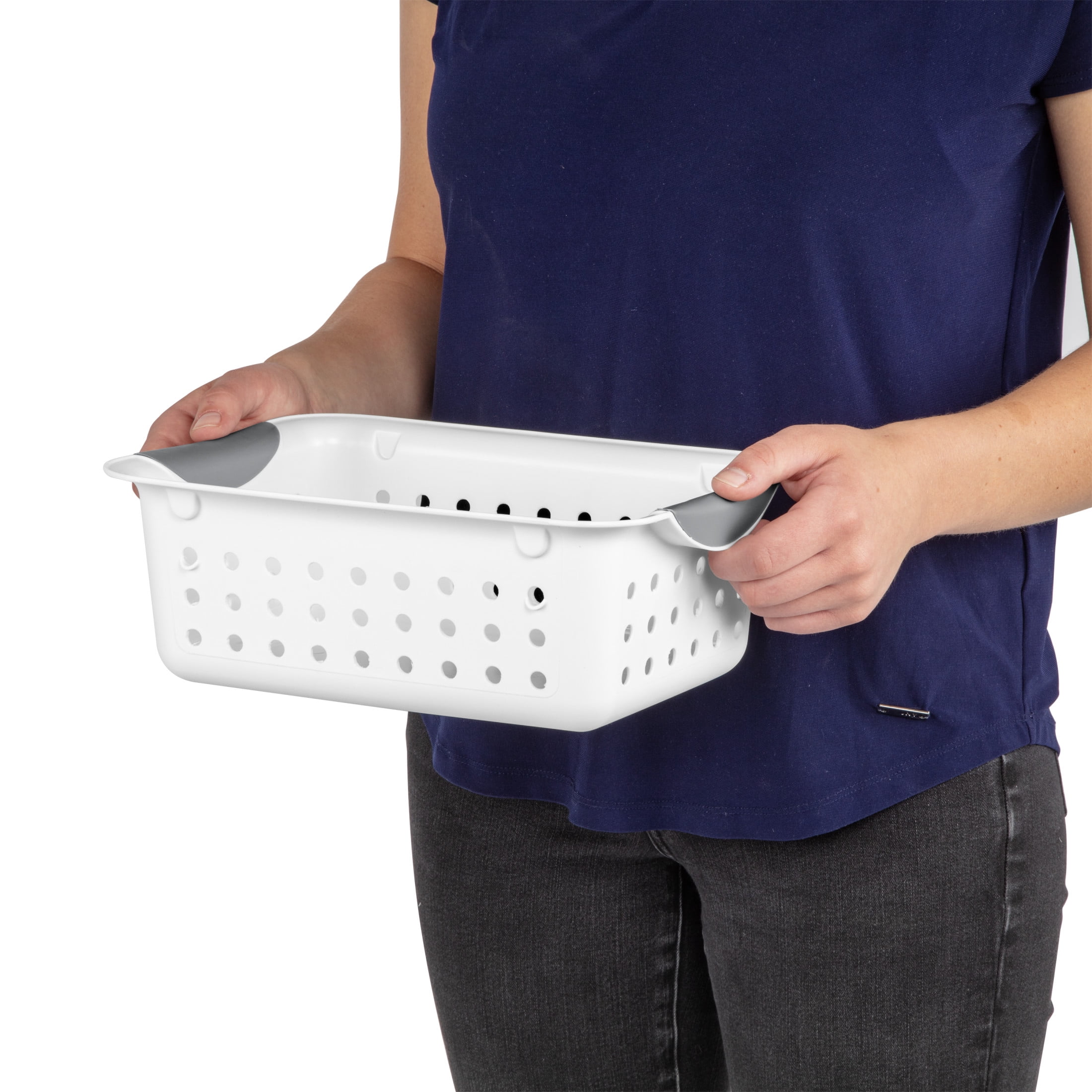 Sterilite Small Ultra™ Basket, Open Plastic Storage Bin, Versatile Organization Solution, White, 12 Count