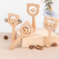 thumbnail image 4 of Sonajero de madera para bebé, cascabeles navideños hechos a mano, patrón de oso, sonajero de madera de dibujos animados, juguetes para bebés, recién nacidos, niños pequeños, regalos de recuerdo de fie, 4 of 5