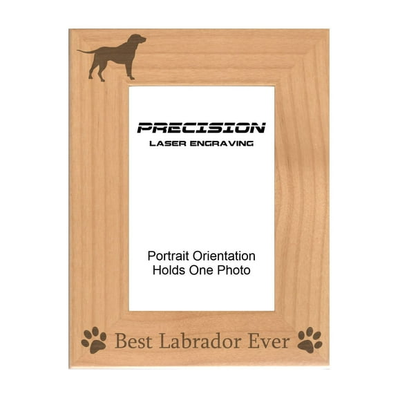 PrecisionNC Engraving Dog Pet Frames Best Labrador Ever with Paw Prints Engraved Natural Wood Picture Frame 5x7 Portrait