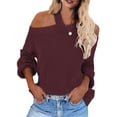 thumbnail image 1 of Asyoly Womens Cold Shoulder Halter Neck Sweater Long Sleeve Sexy Loose Knit Pullover Backless Jumper Solid Color Tops, 1 of 5