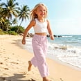 thumbnail image 2 of Favoffer Casual Pants Kids Solid Thin Loose Fit Summer Bottoms Elastic Waist Sports Long Pants Comfortable Daily Wear for Outdoor Play Home Relax Travel Vacation Indoor Leisure 1-10Y, 2 of 7