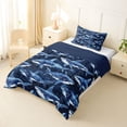 thumbnail image 2 of jejeloiu Watercolor Shark Print Twin Comforter Sets,Ocean Pattern Bedding Set For Boys,Blue Navy,Navy Blue Reversible,2pcs,1 Comforter and 1 Pillowcase, 2 of 7
