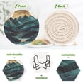 thumbnail image 4 of Yayeee 6 PCS Drink Coasters with Holder Set Woven Absorbent Round Tabletop Hot Pad, Blue Mountains, 4 of 7