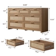 thumbnail image 5 of SICOTAS 4-in-1 Bedroom Furniture Set with Dresser, Nightstands & Armoire, 56.88" W Dresser, 3-Drawer Nightstand with USB Port, Large Armoire Wardrobe Closet, Boho Bohemian Rattan Decor, 5 of 12