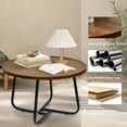 thumbnail image 7 of CERBIOR Vintage Modern Small Round Coffee Table, Living Room Centerpiece, Wooden Surface Top & Sturdy Metal Legs, Minimalist Display Side Table, 7 of 7