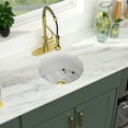 thumbnail image 3 of Logmey 18 Inch Round Ceramic Kitchen Sink Porcelain Small Single Bowl, White Undermount Bar Sink, Depth 8-1/3 Inch Sink, with Gold Drainer Assembly LM-WAL-LTBS3019FY-N, 3 of 9