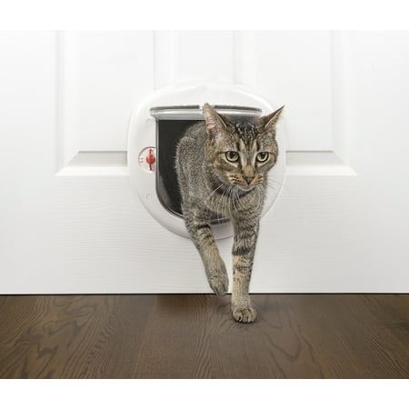 Premier Pet Locking Pet Door for Cats or Small Dogs up to 25 Pounds - Provides Pets Freedom to Go Outside or In - Fits Interior or Exterior Doors - Hard, Frosted Flap with 4-Way Locking