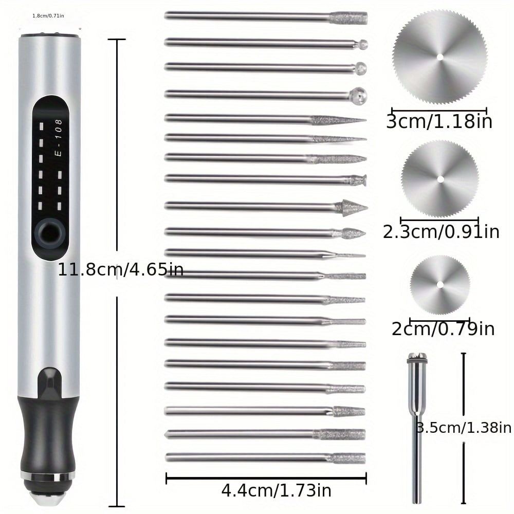 Electric Engraving Pen Kit, Engraving Tool Kit Cordless Engraver Pen USB Rechargeable DIY Etching Pen Rotary Tool For Glass Wood Metal Stone Plastic Nails And Jewelry