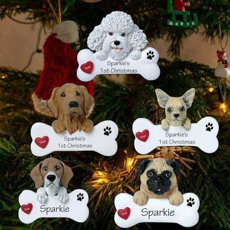 

DIY Dog Pendant Anti-fade Christmas Tree Decor Dog And Bone Pattern Cute Dog Charm Pendant for Home Resin Gold