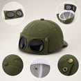 thumbnail image 4 of Detachable Goggle Baseball Cap LSONABXA Retro Pilot Style Curved Brim Adjustable Snapback Hat Fashion Headwear For Weekend Holiday Gathering Travel Daily Wear, 4 of 7