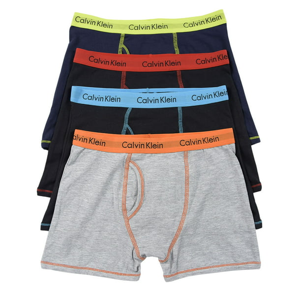 CALVIN KLEIN Boys Boxer Briefs Underwear Dark Multi-Color 4-Pack -  
